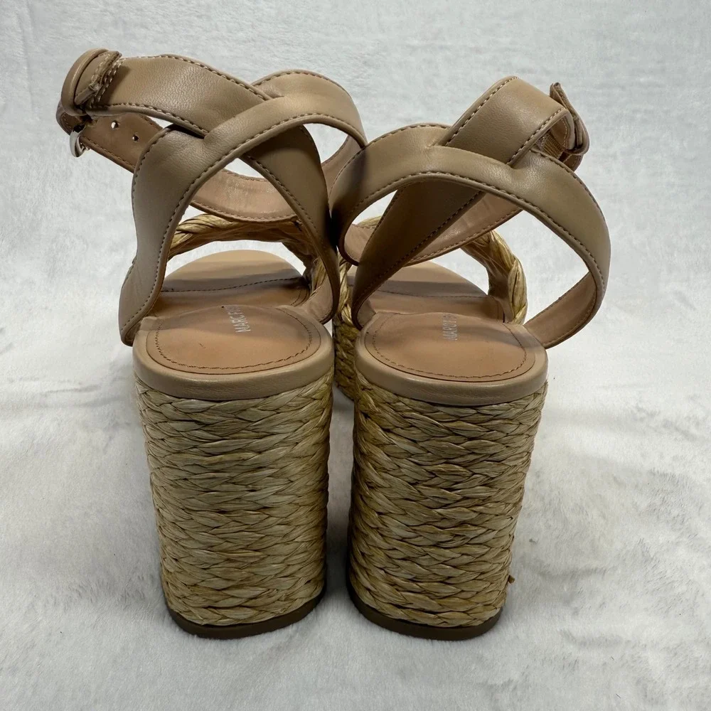 Marc Fisher Steel Espadrille Platform Sandals Woven‎ Ankle Strap Beige Size 10M